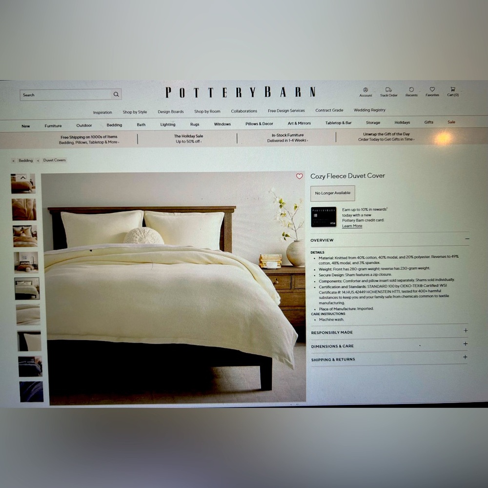 NWT Pottery Barn Cozy Fleece Duvet Cover
